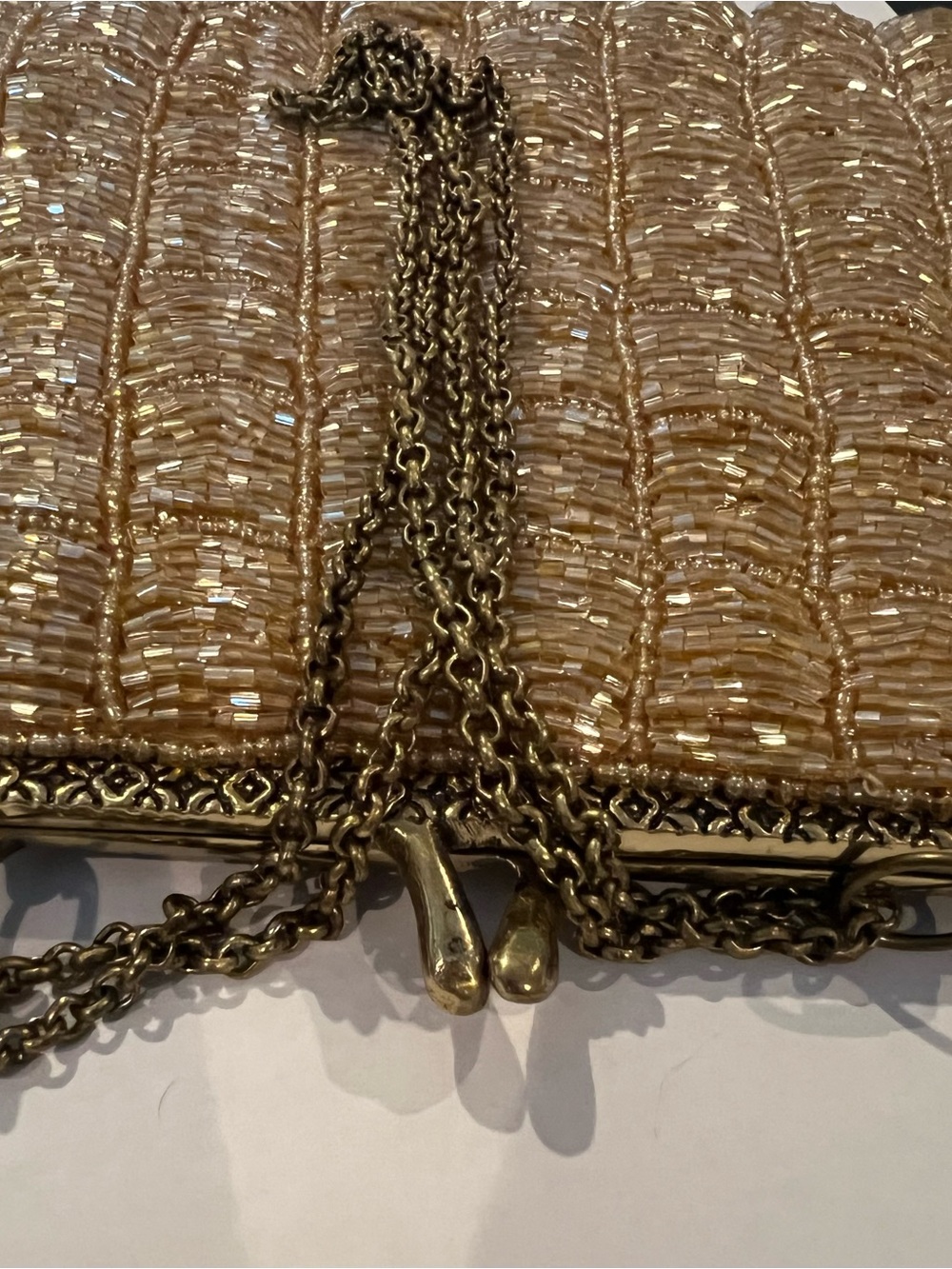 Gold Beaded Ladies Evening Bag - Picture 7 of 9